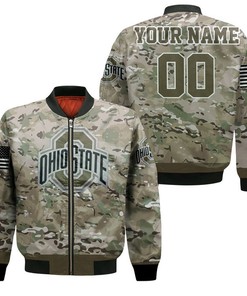 NCAA Ohio State Buckeyes Custom Name Number Camo Bomber Jacket