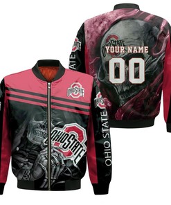 NCAA Ohio State Buckeyes Custom Name Number Maiden Skull Bomber Jacket