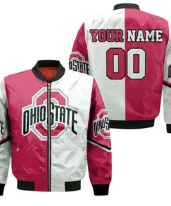 NCAA Ohio State Buckeyes Custom Name Number Red White Bomber Jacket