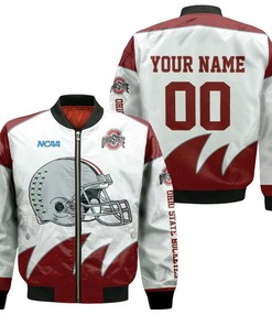 NCAA Ohio State Buckeyes Custom Name Number White Bomber Jacket