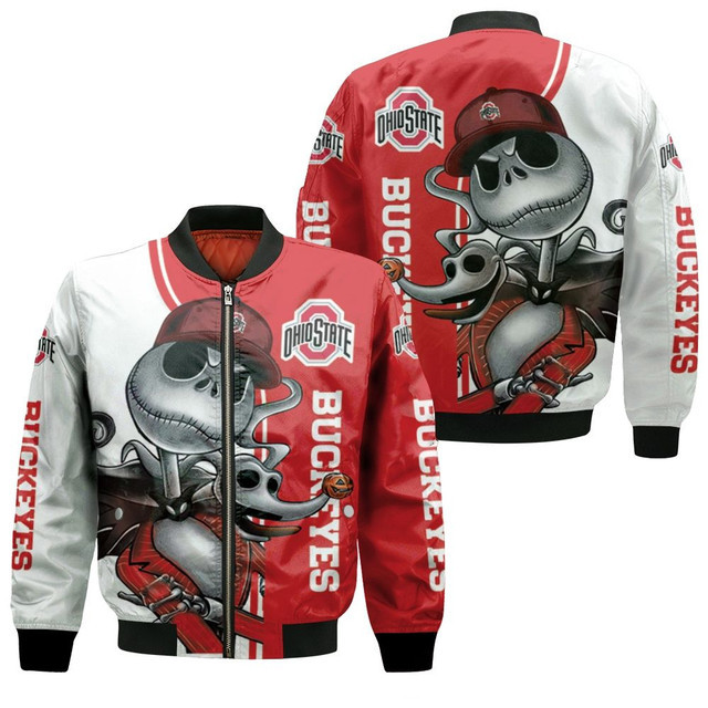 NCAA Ohio State Buckeyes Jack Skellington And Zero Bomber Jacket