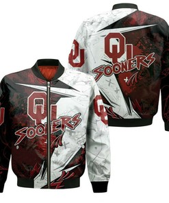 NCAA Oklahoma Sooners Crimson White Bomber Jacket