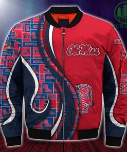 NCAA Ole Miss Rebels Custom Number Red Blue Bomber Jacket