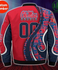 NCAA Ole Miss Rebels Custom Number Red Blue Bomber Jacket