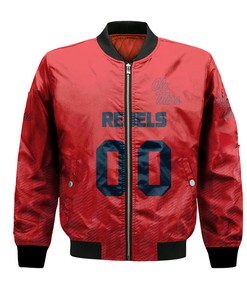 NCAA Ole Miss Rebels Custom Text Number Red Ombre Bomber Jacket