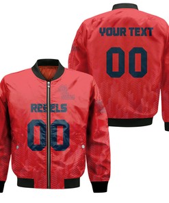 NCAA Ole Miss Rebels Custom Text Number Red Ombre Bomber Jacket