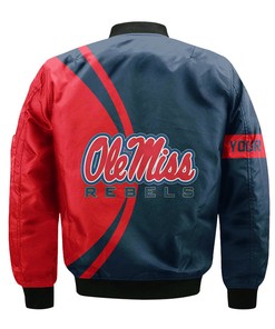 NCAA Ole Miss Rebels Custom Text Red Blue Champions Bomber Jacket
