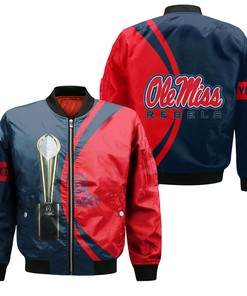 NCAA Ole Miss Rebels Custom Text Red Blue Champions Bomber Jacket