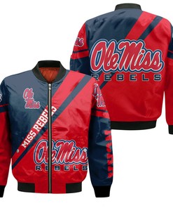 NCAA Ole Miss Rebels Red Blue Bomber Jacket