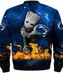 NCAA Penn State Nittany Lions Baby Groot Blue Bomber Jacket
