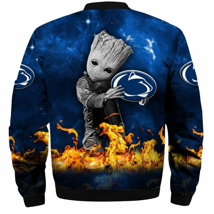 NCAA Penn State Nittany Lions Baby Groot Blue Bomber Jacket