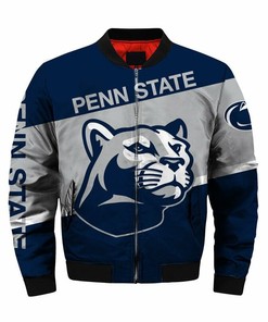 NCAA Penn State Nittany Lions Blue Grey Bomber Jacket