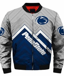 NCAA Penn State Nittany Lions Blue Grey Bomber Jacket V2