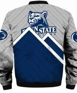 NCAA Penn State Nittany Lions Blue Grey Bomber Jacket V2