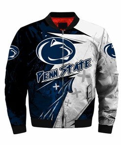 NCAA Penn State Nittany Lions Blue White Bomber Jacket