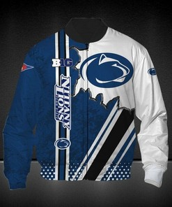 NCAA Penn State Nittany Lions Blue White Bomber Jacket V1