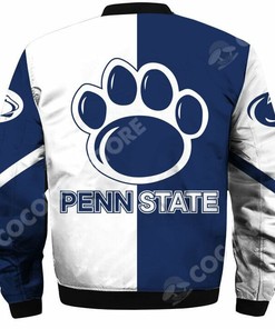 NCAA Penn State Nittany Lions Blue White Bomber Jacket V4