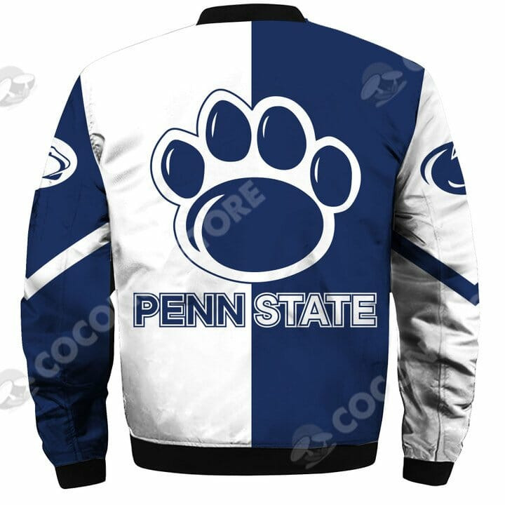 NCAA Penn State Nittany Lions Blue White Bomber Jacket V4