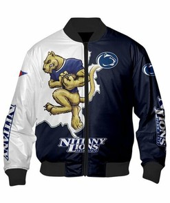 NCAA Penn State Nittany Lions Blue White Mascot Bomber Jacket