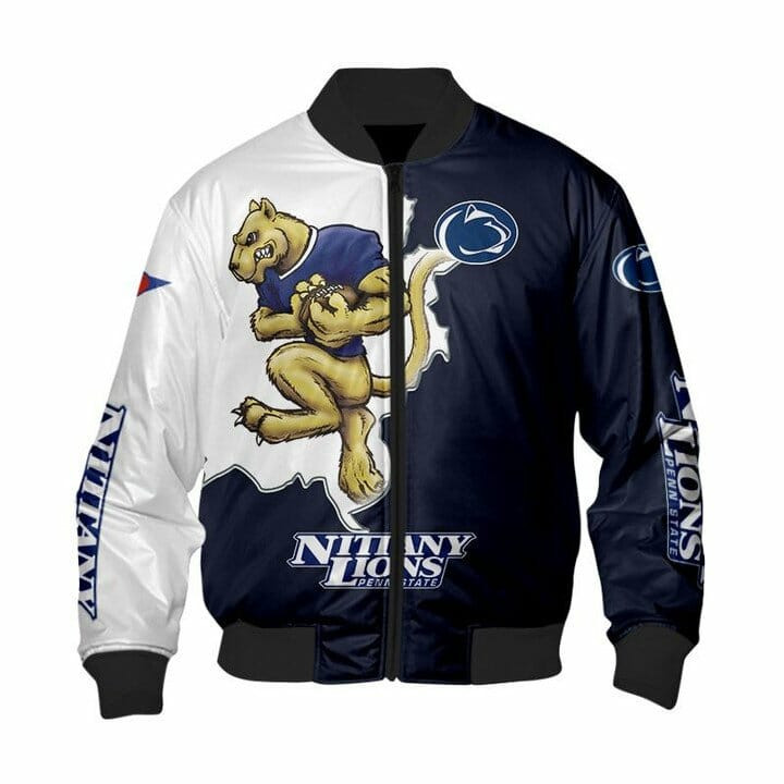 NCAA Penn State Nittany Lions Blue White Mascot Bomber Jacket