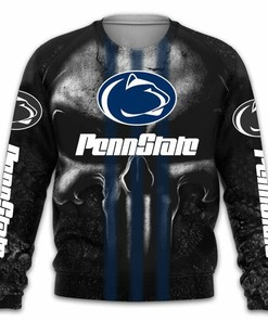 NCAA Penn State Nittany Lions Punisher Skull Black Bomber Jacket