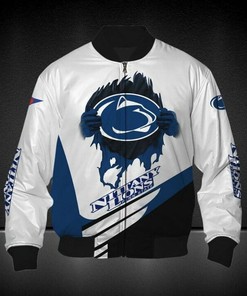 NCAA Penn State Nittany Lions White Blue Bomber Jacket
