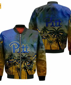 NCAA Pittsburgh Panthers Coconut Tree Blue Gold Bomber Jacket