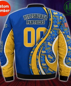 NCAA Pittsburgh Panthers Custom Number Blue Yellow Bomber Jacket