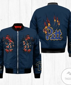 NCAA Pittsburgh Panthers Navy Blue Scratch Bomber Jacket