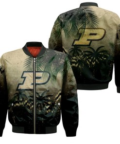 NCAA Purdue Boilermakers Coconut Tree Tropical Bomber Jacket
