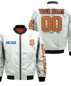 NCAA Syracuse Orange Custom Name Number White Bomber Jacket