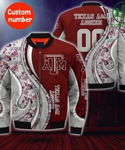 NCAA Texas A&M Aggies Custom Number Maroon Bomber Jacket