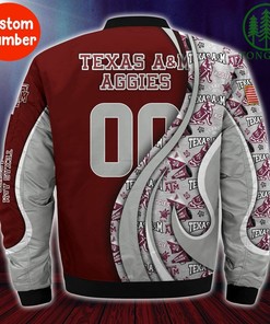 NCAA Texas A&M Aggies Custom Number Maroon Bomber Jacket