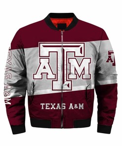 NCAA Texas A&M Aggies Maroon Grey Bomber Jacket