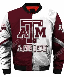 NCAA Texas A&M Aggies Maroon White Bomber Jacket V2