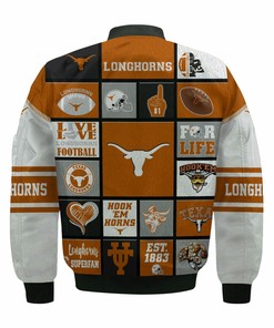 NCAA Texas Longhorns Custom Name Black Bomber Jacket