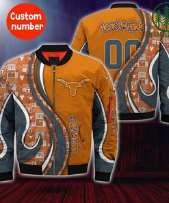 NCAA Texas Longhorns Custom Number Orange Bomber Jacket