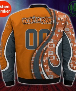 NCAA Texas Longhorns Custom Number Orange Bomber Jacket