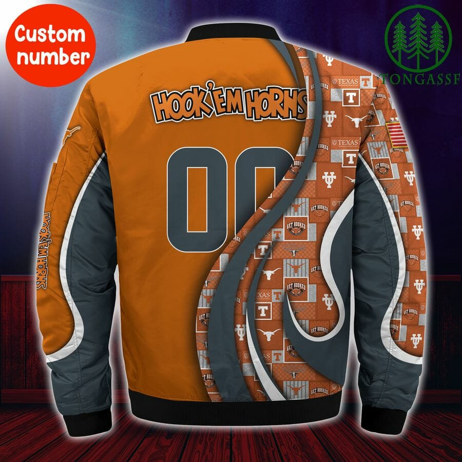 NCAA Texas Longhorns Custom Number Orange Bomber Jacket