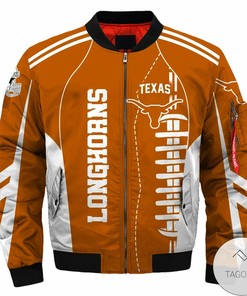 NCAA Texas Longhorns Orange White Bomber Jacket