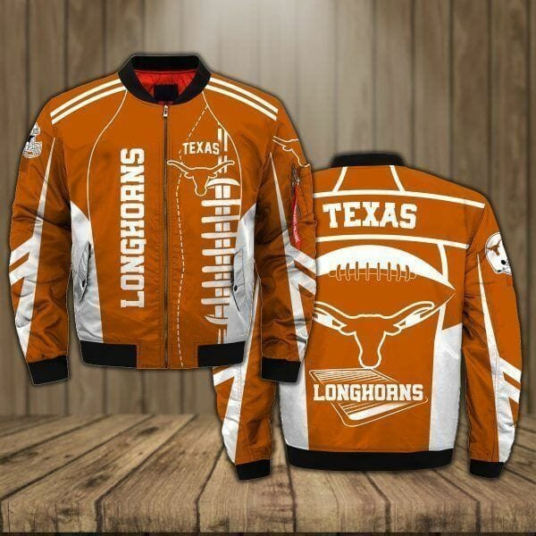 NCAA Texas Longhorns Orange White Bomber Jacket