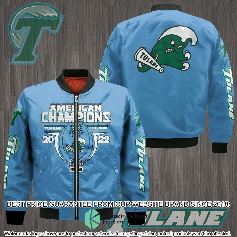 NCAA Tulane Green Wave AAC Champions Blue Bomber Jacket