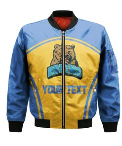 NCAA UCLA Bruins Custom Text Number Blue Gold Bomber Jacket V6