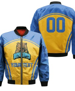NCAA UCLA Bruins Custom Text Number Blue Gold Bomber Jacket V6