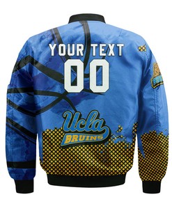 NCAA UCLA Bruins Custom Text Number Blue Gold Bomber Jacket V9