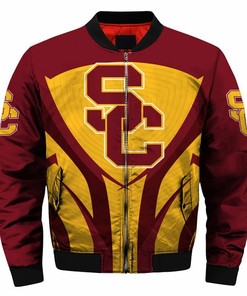 NCAA USC Trojans Cardinal Gold Bomber Jacket