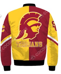 NCAA USC Trojans Cardinal Gold Bomber Jacket V2