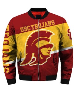 NCAA USC Trojans Cardinal Gold Bomber Jacket V3