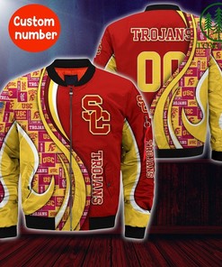 NCAA USC Trojans Custom Number Cardinal Gold Bomber Jacket