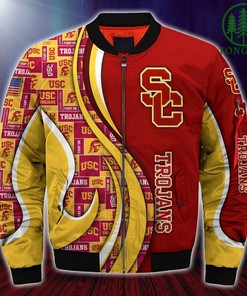 NCAA USC Trojans Custom Number Cardinal Gold Bomber Jacket